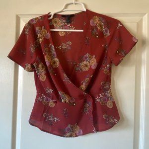 Floral Crop Wrap Top